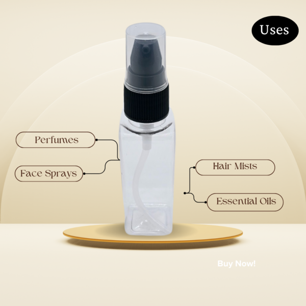 50ml Square Transparent Bottle with Black Cream Pump Cap