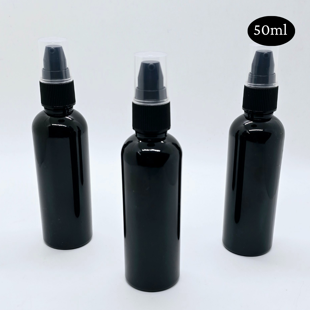 50ml Black Bottle with Black Cream Pump Cap