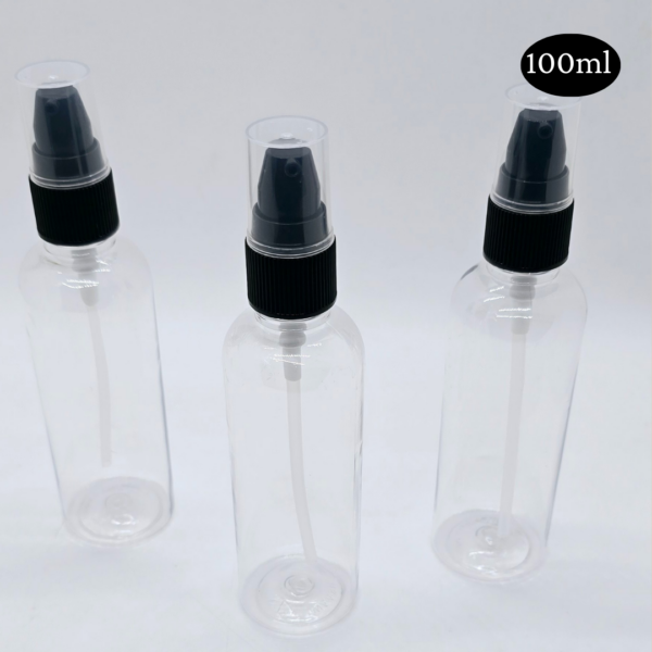 100ml Transparent Bottle with Black Cream Pump Cap