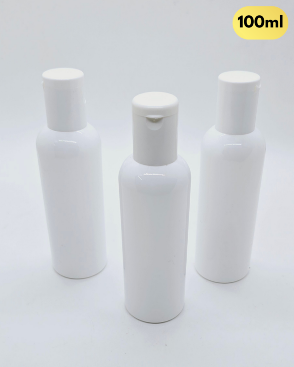 100ml White Bottle with White Flip-Top Cap