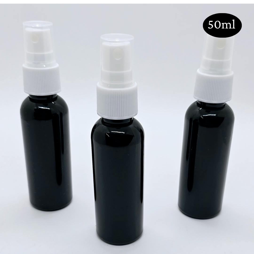 50ml Black Bottle with White Spray Cap