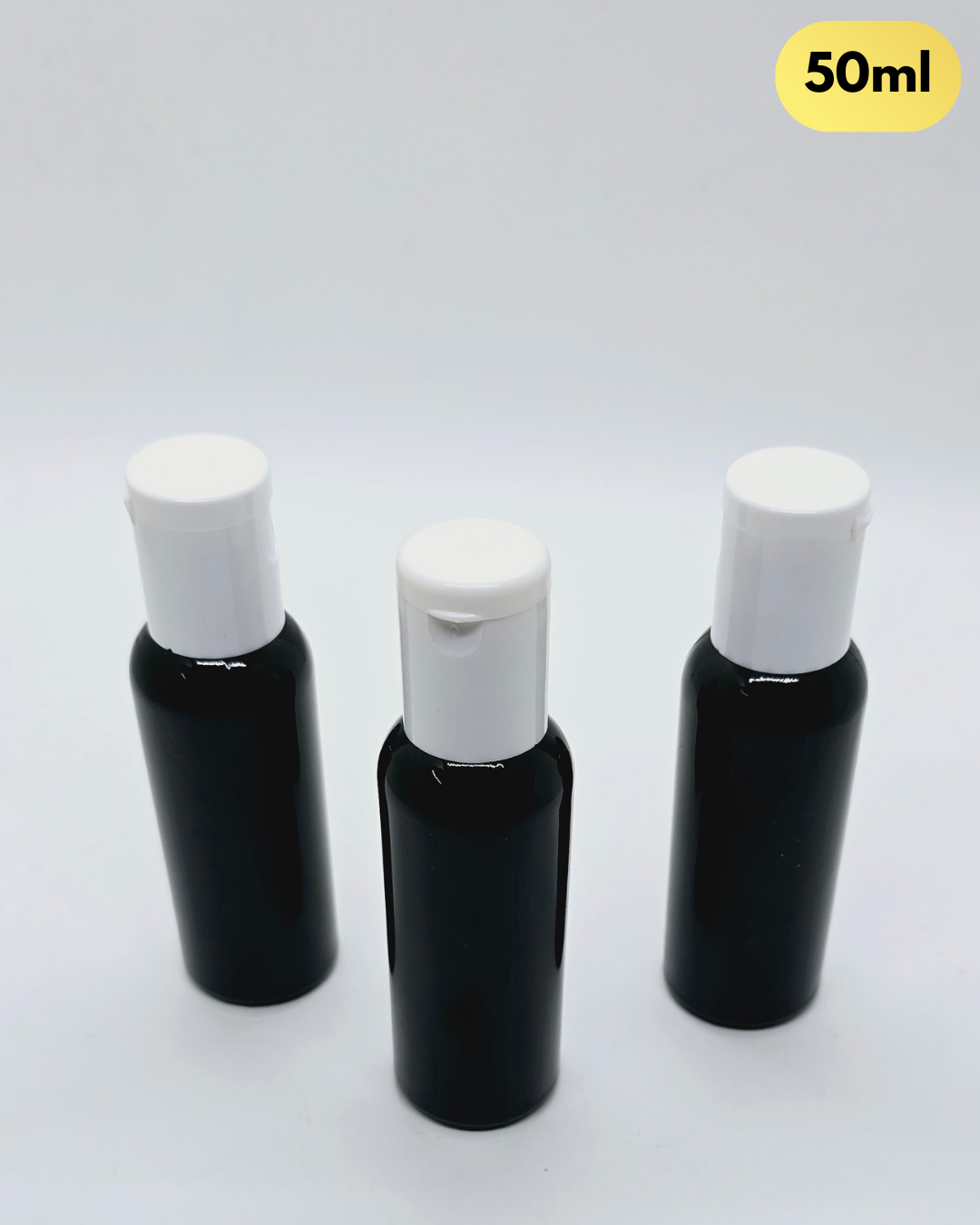 50ml Black Bottle with White Flip-Top Cap